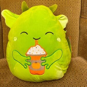 NWT 12” Fitzy the Goblin Drinking Pumpkin Spice Latte Halloween Squishma…